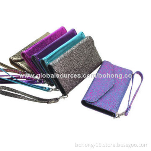Three folds PU purse case for iPhone 5s